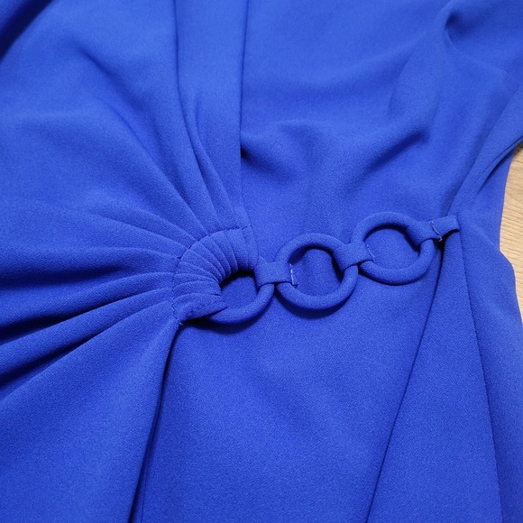 DKNY Womens Cobalt Royal Blue Ruched Side Ring Faux Wrap Sheath Dress Size 2 - Picture 5 of 10